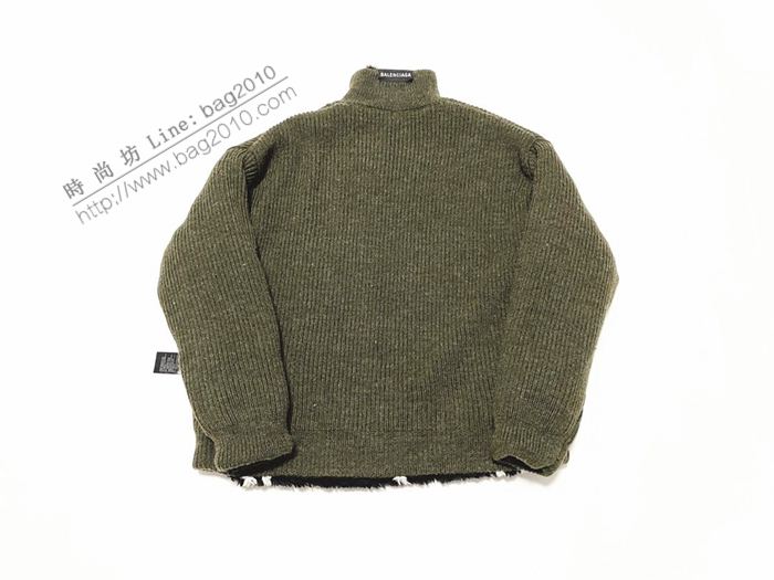 Balenciaga男裝 巴黎世家新款萬事達logo墨綠色夾克 男女雙面毛絨外套  ydi3176
